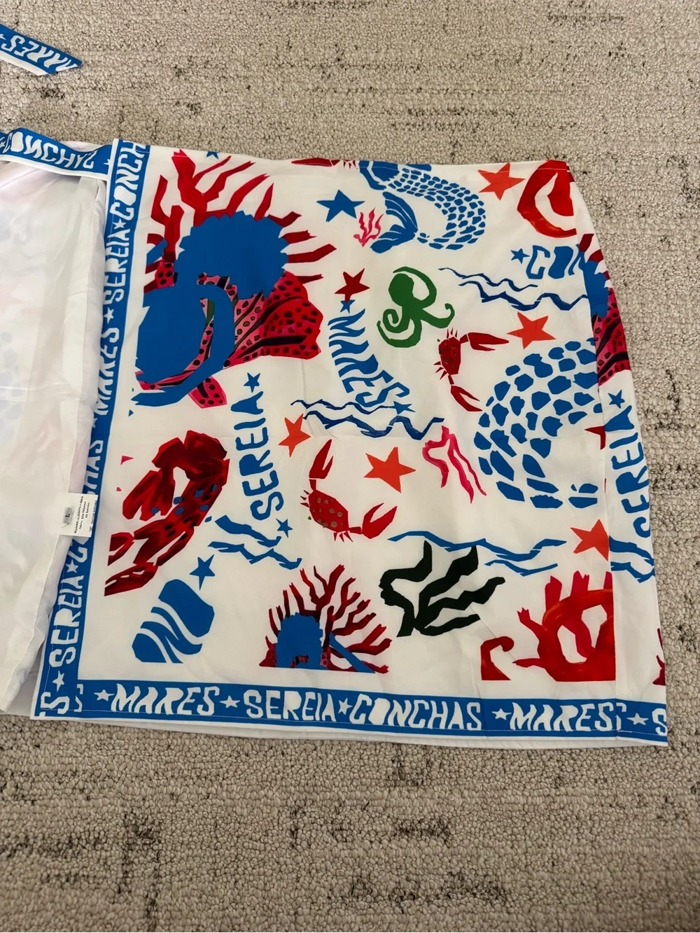 Print Mini Skirt — Blue & Red Sea Motif